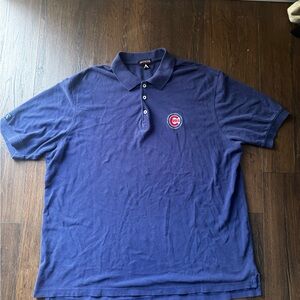 Antigua Men's Navy Polo with Cubs Patch